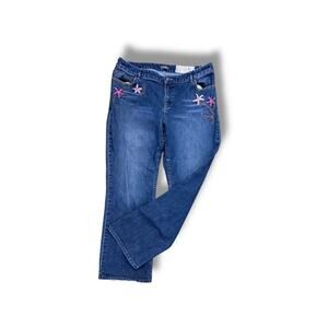 Size 14 J.Jill Womens Stretch Jeans Recrafted Embroidered No 9 Embroidered